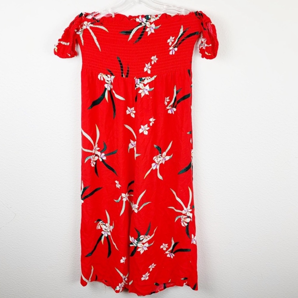 Cotton On Off Shoulder Red Floral Jumpsuit G323